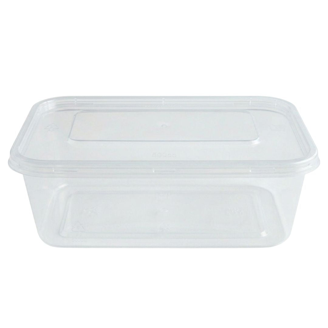 Clear Plastic Takeaway Containers with Lids 500cc