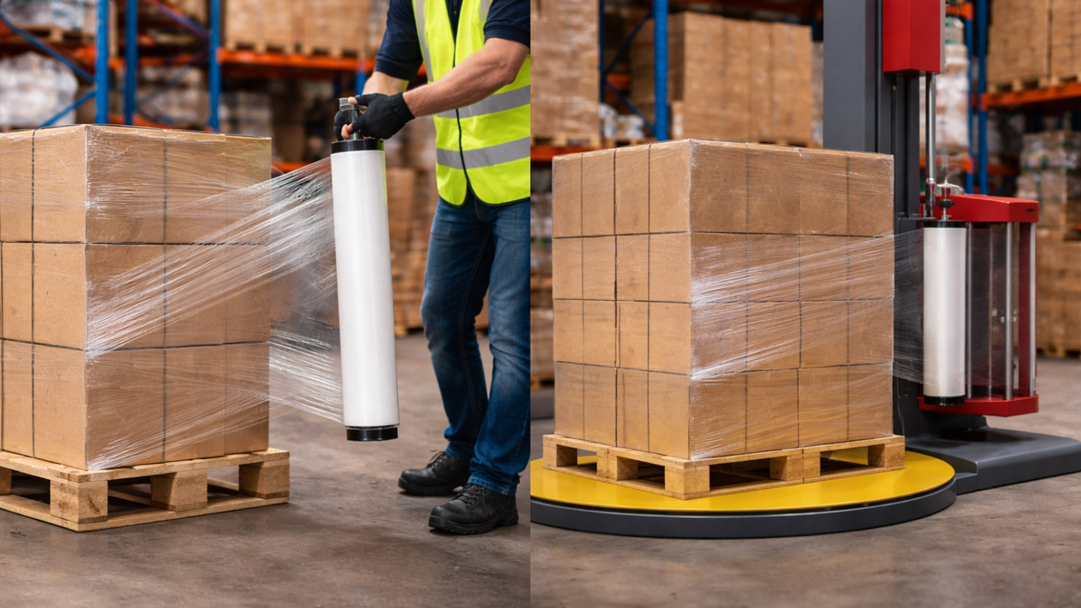 Different Types of Pallet Wrap Explained (Hand vs. Machine Film)