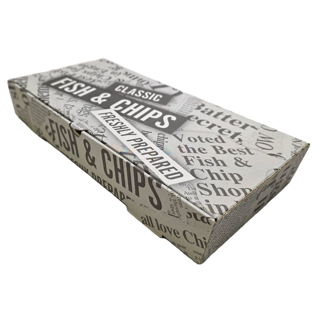 Fish and Chips Boxes Closed Angle View