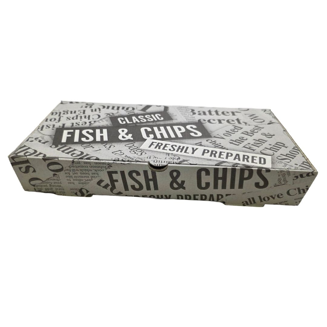 Fish and Chips Boxes Closed Front View