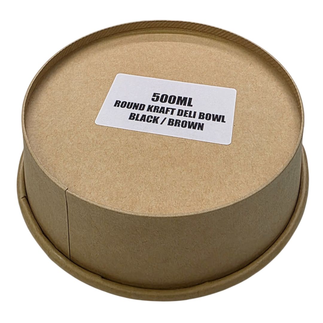 Kraft Paper Food Bowls 500ML Bottom Angled View