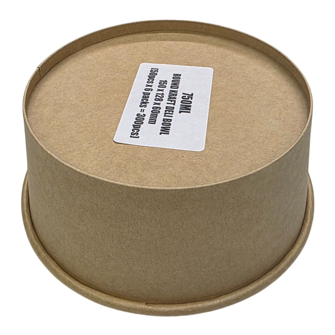 Kraft Paper Food Bowls 750ML Top Angled View 2