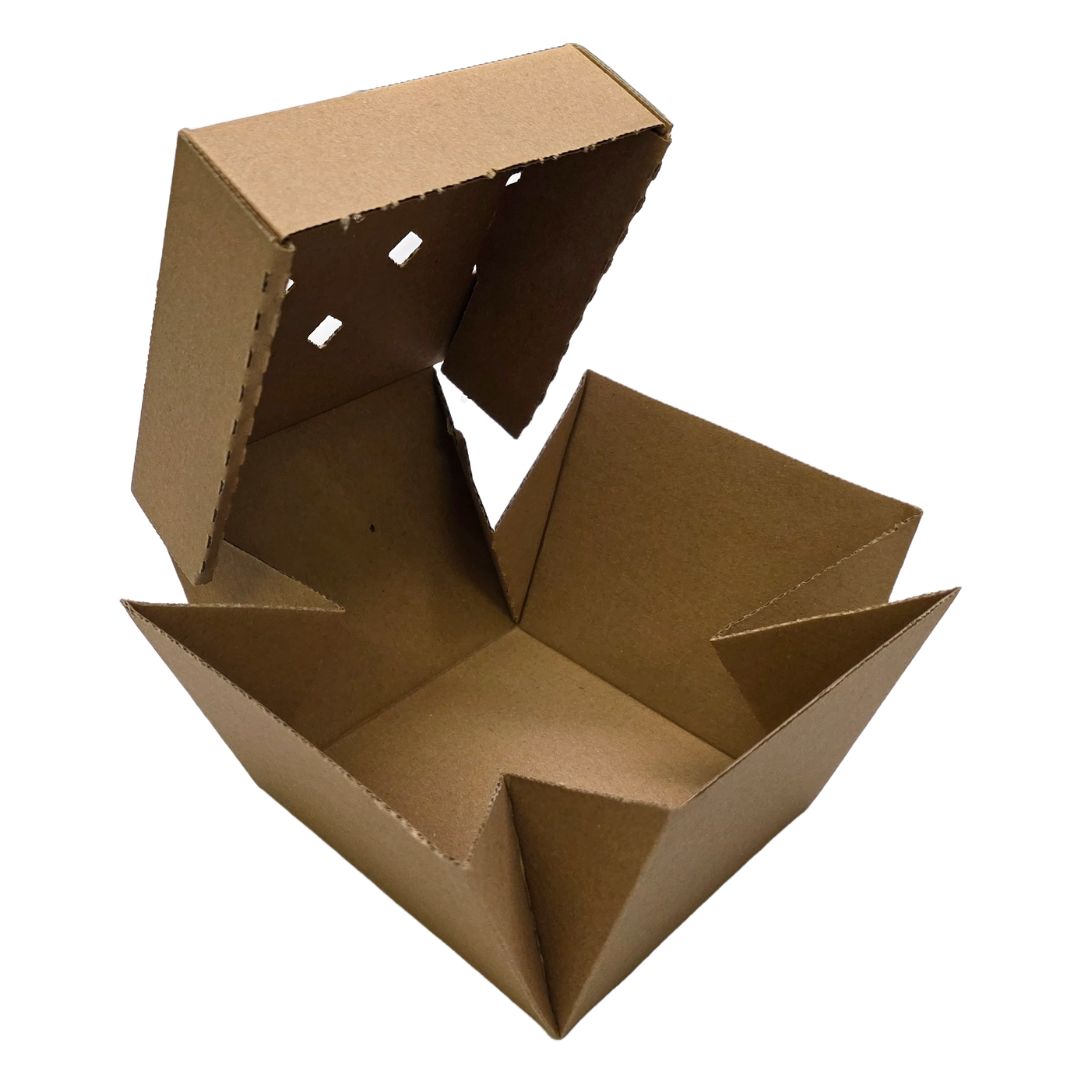 Kraft Single Burger Boxes with Vented Lid | Eco-Friendly Burger Boxes