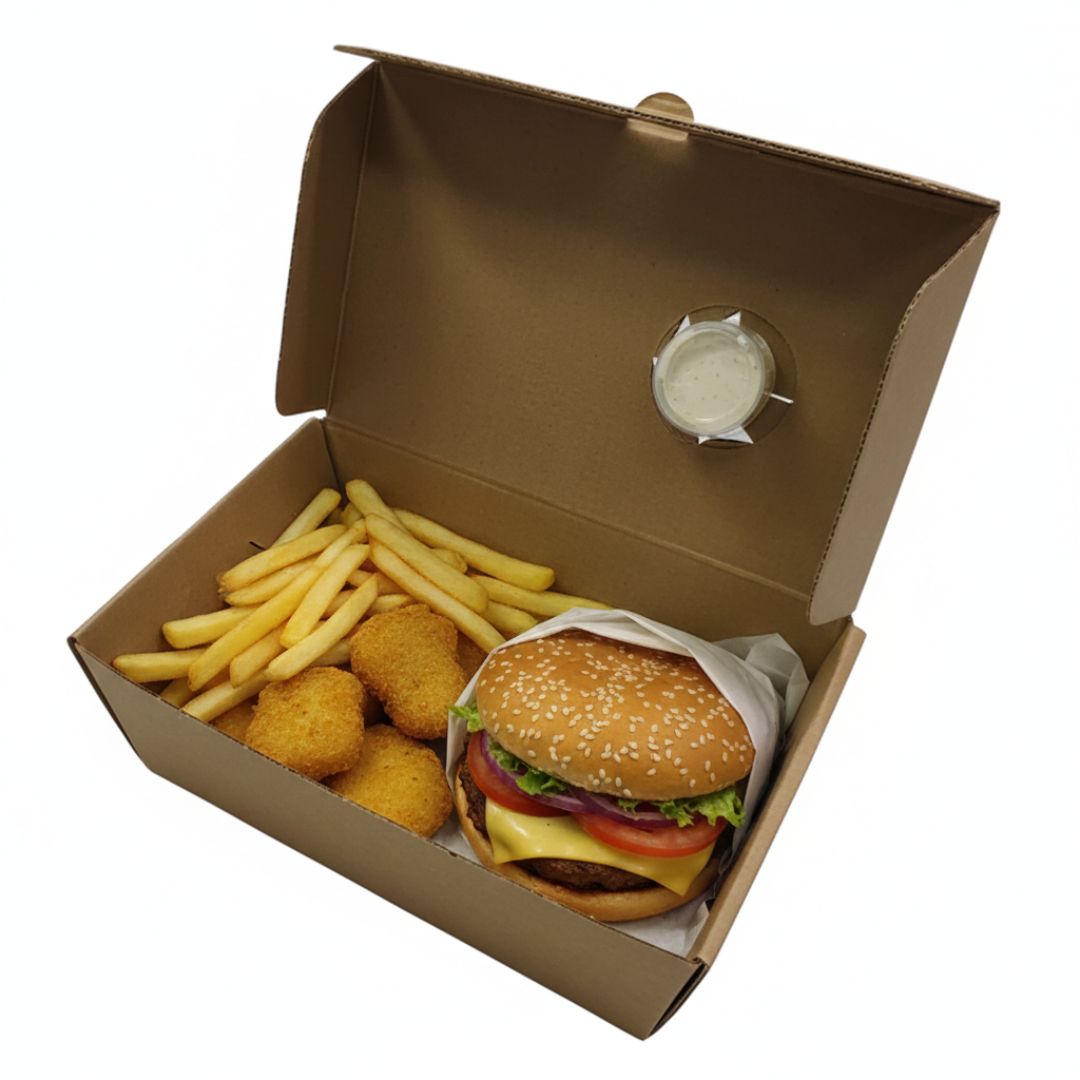 Kraft Takeaway Boxes with Sauce Pot