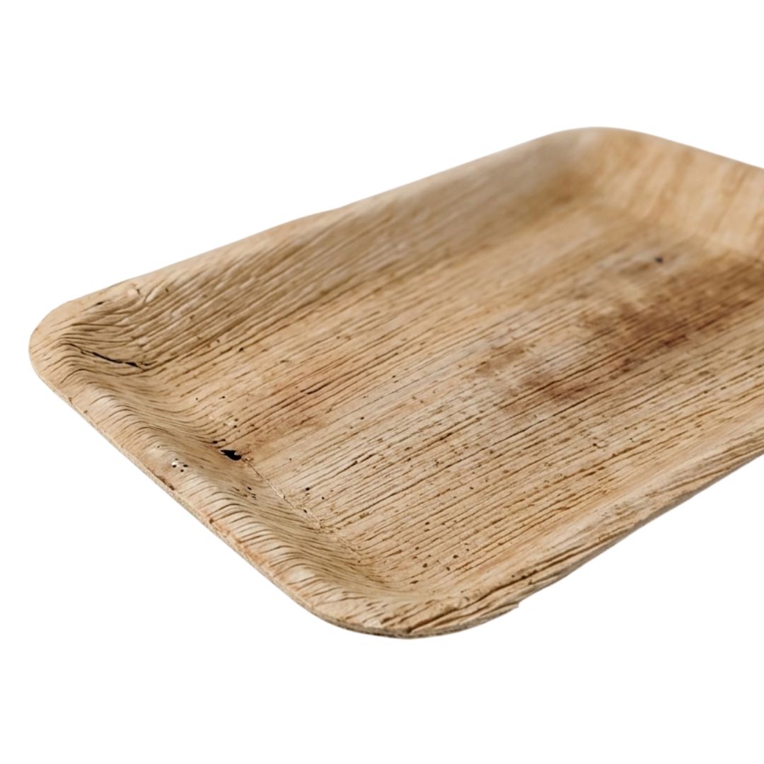 Palm Leaf Rectangular Plate Side View