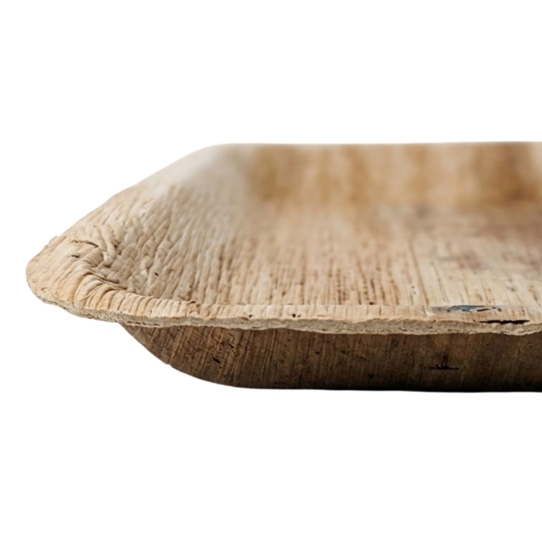 Palm Leaf Rectangular Plate Up Close View