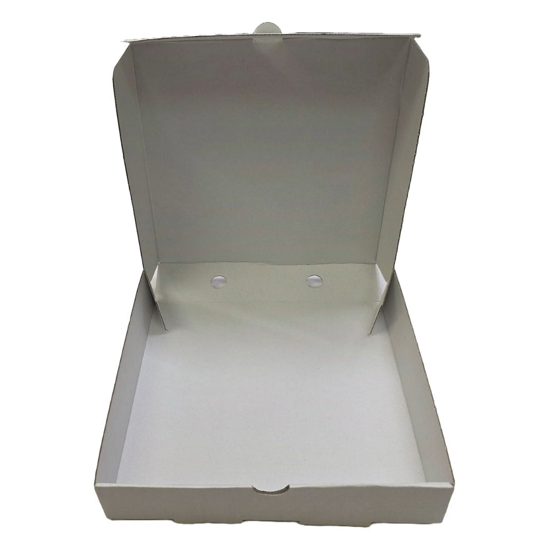 Pizza Boxes White Open Front View