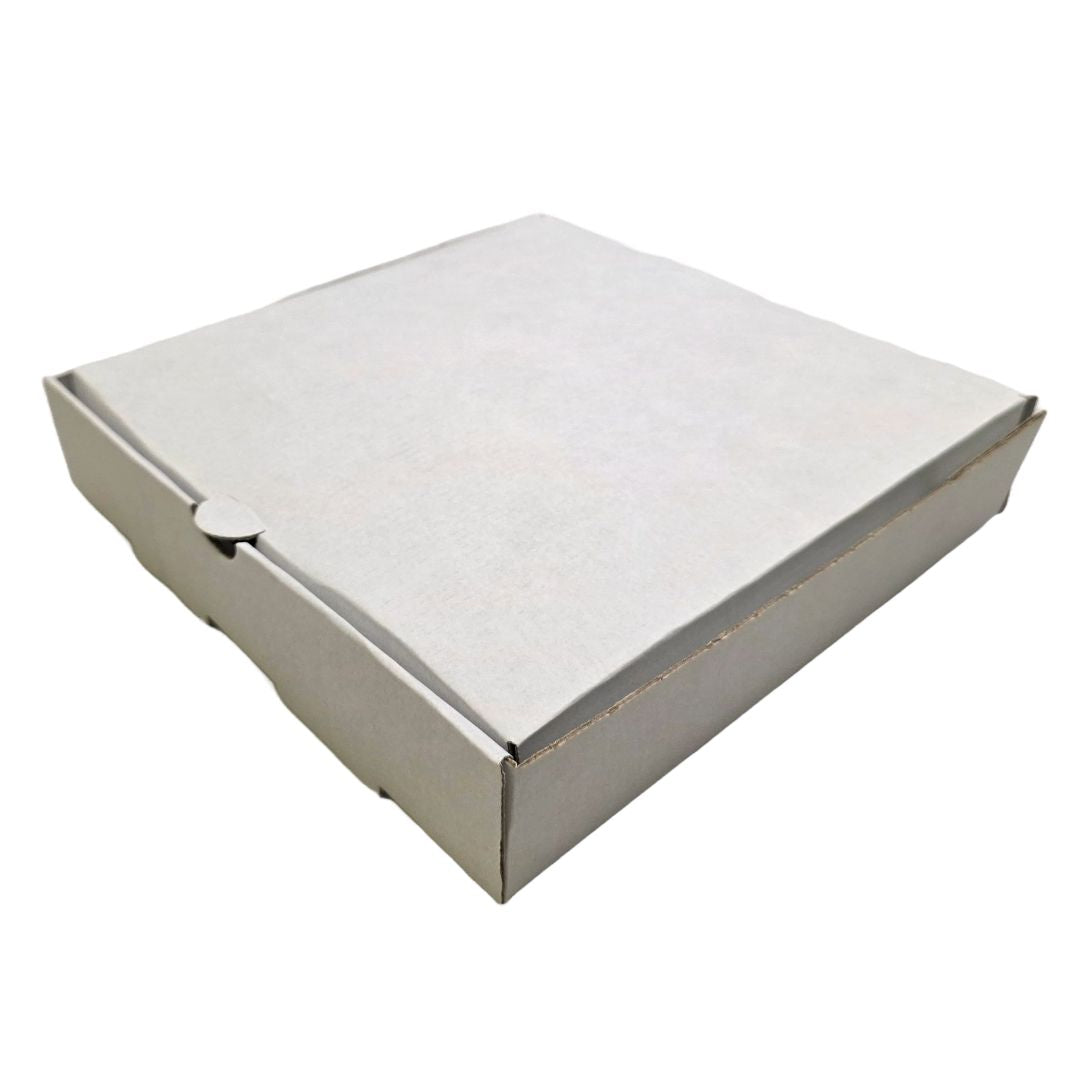 Pizza Boxes White Closed Angled View