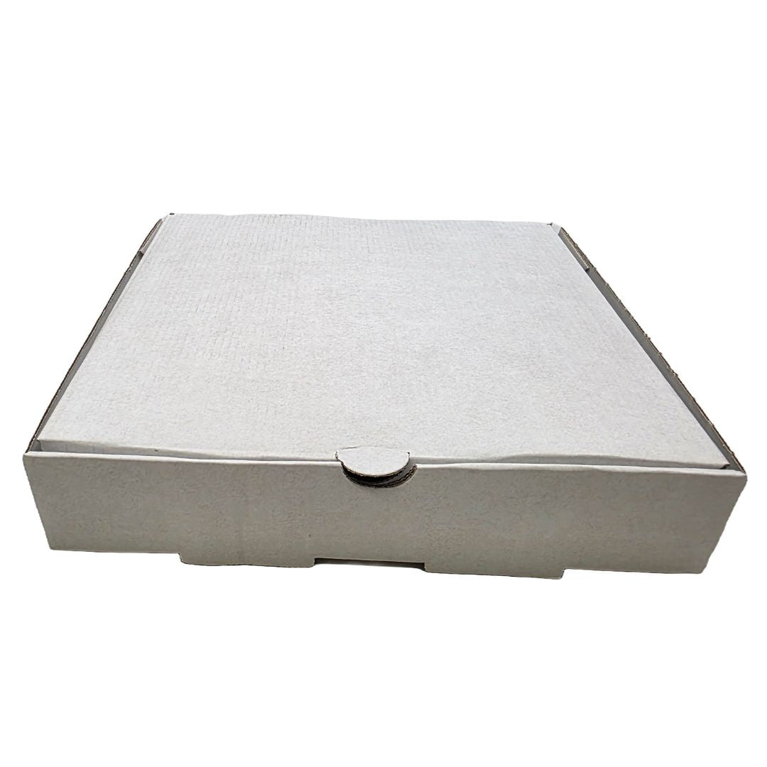 Pizza Boxes White Closed Front View